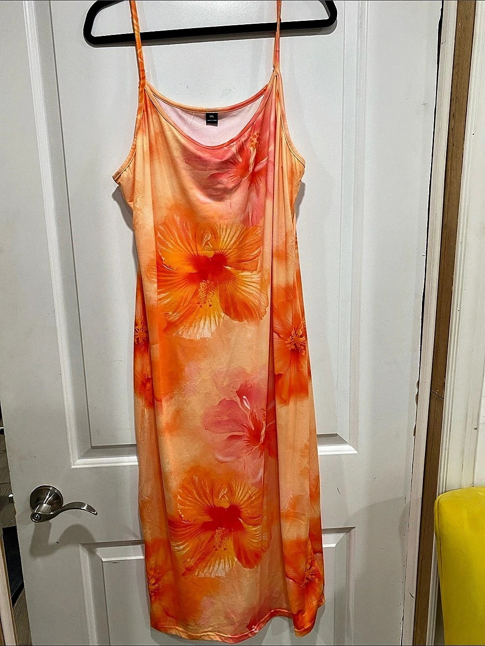 Floral Orange & Pink Maxi Dress Size 3XL